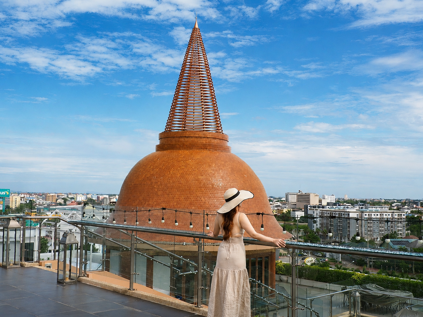 Phra Pathom Chedi view from the rooftop terrace
