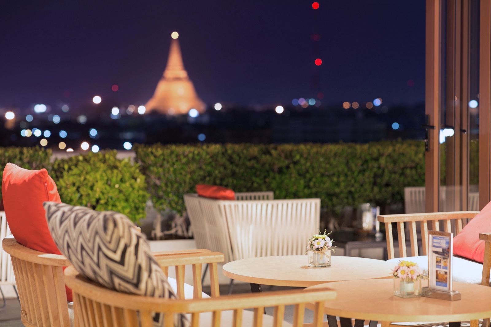 Rooftop terrace overlooking Phra Pathom Chedi